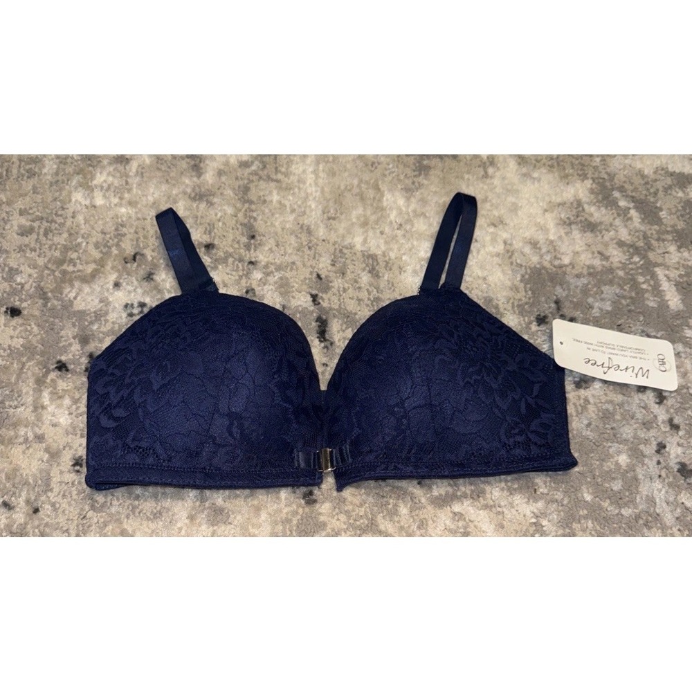 Rene Rofe Pure Beauty Bra 38C Blue Light Lined Front Close Cato New